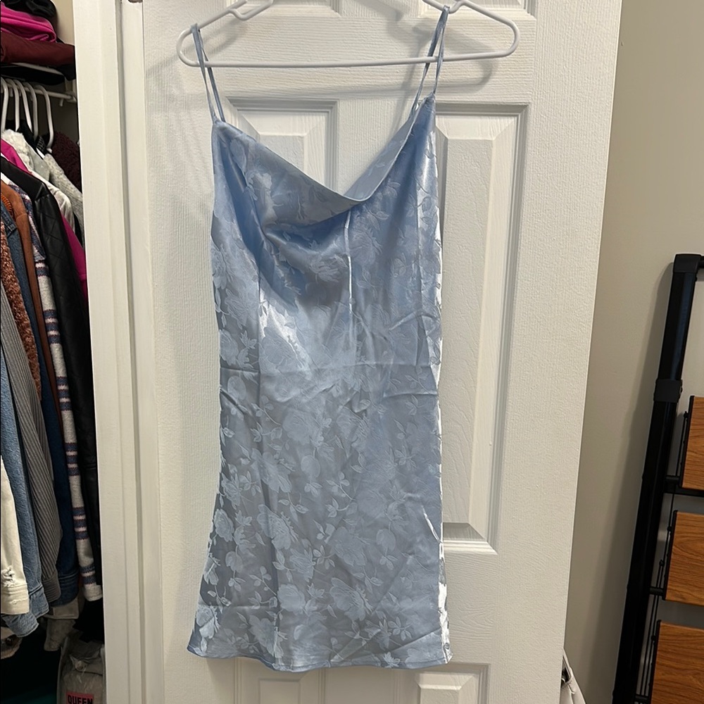 Lulu's Light Blue Floral Mini Dress